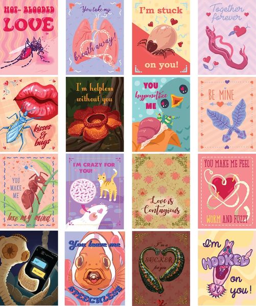 Les incroyables cartes de la Saint Valentin de Mona Luo (twistedwingpress) à collectionner sur Etsy.