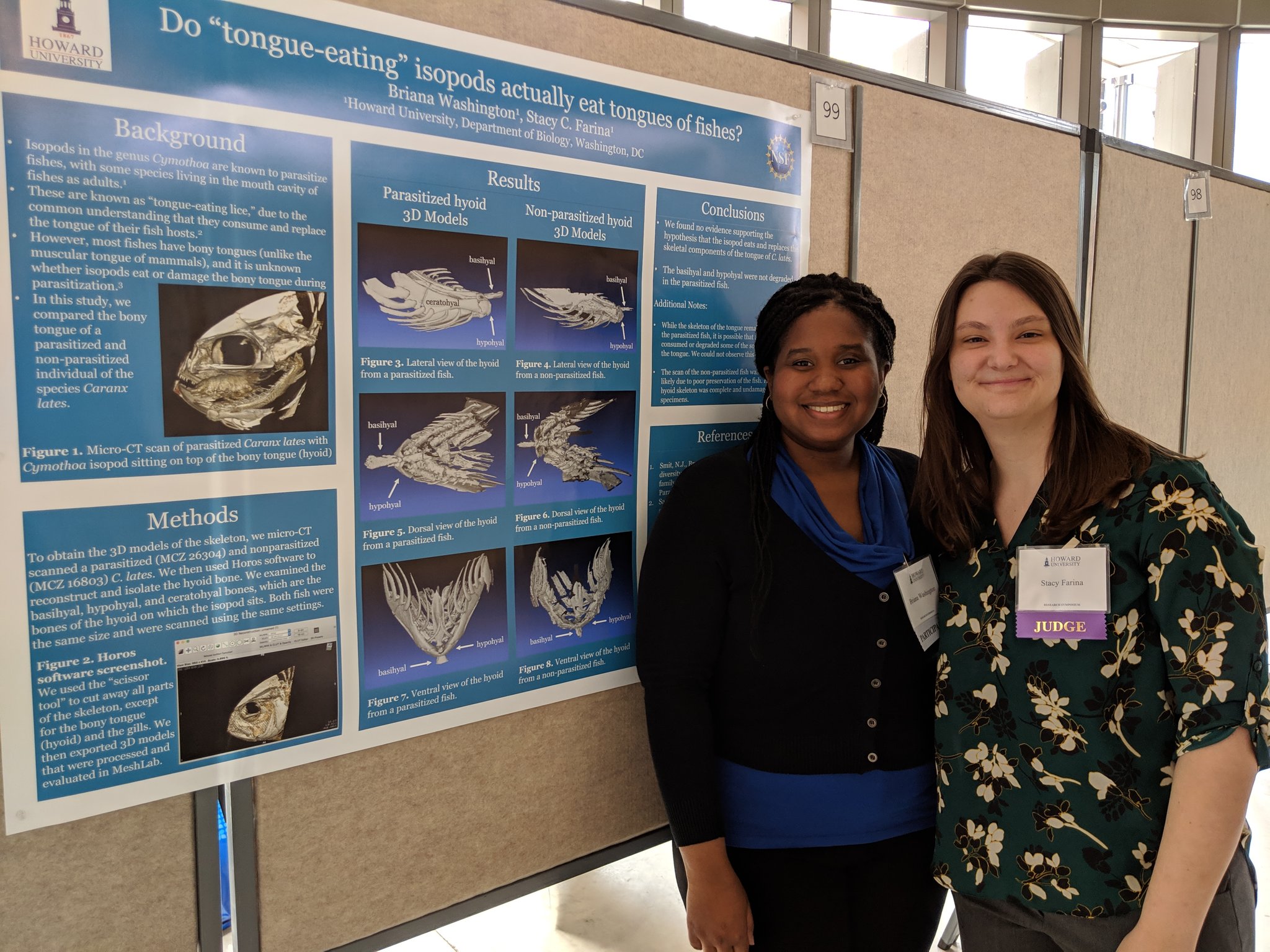 Poster de Briana Washington dont le titre est "Do "tongue eating" isopods actually eat tongues of fishes?"