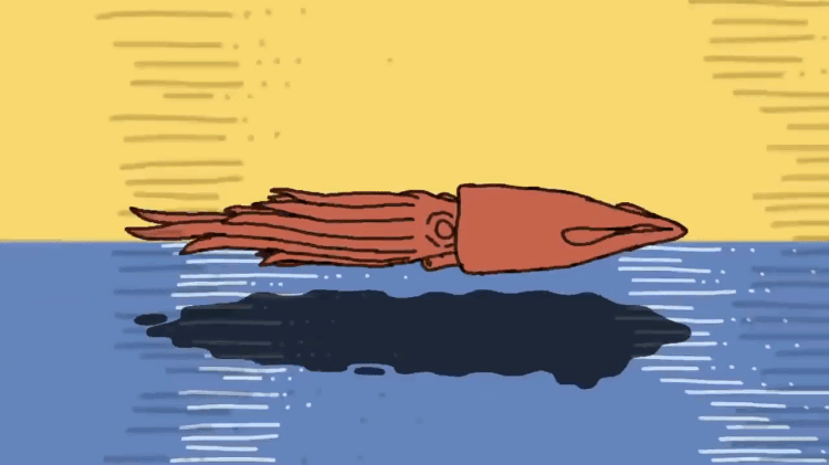 Illustration d'un calmar planant